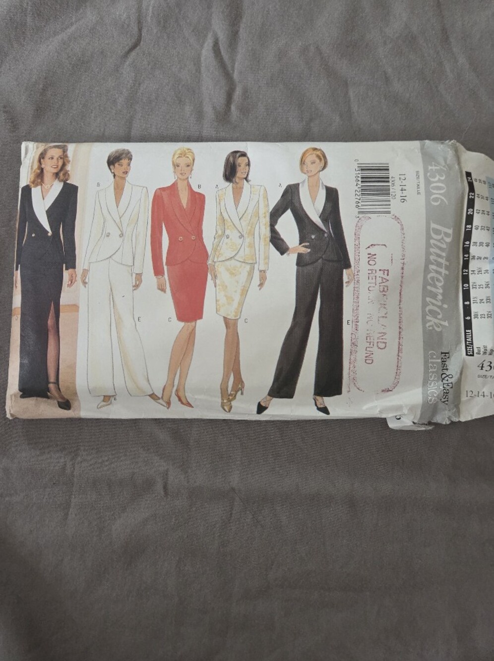 Butterick 4306 Misses' Jacket, Skirt & Pants Sewing Pattern
